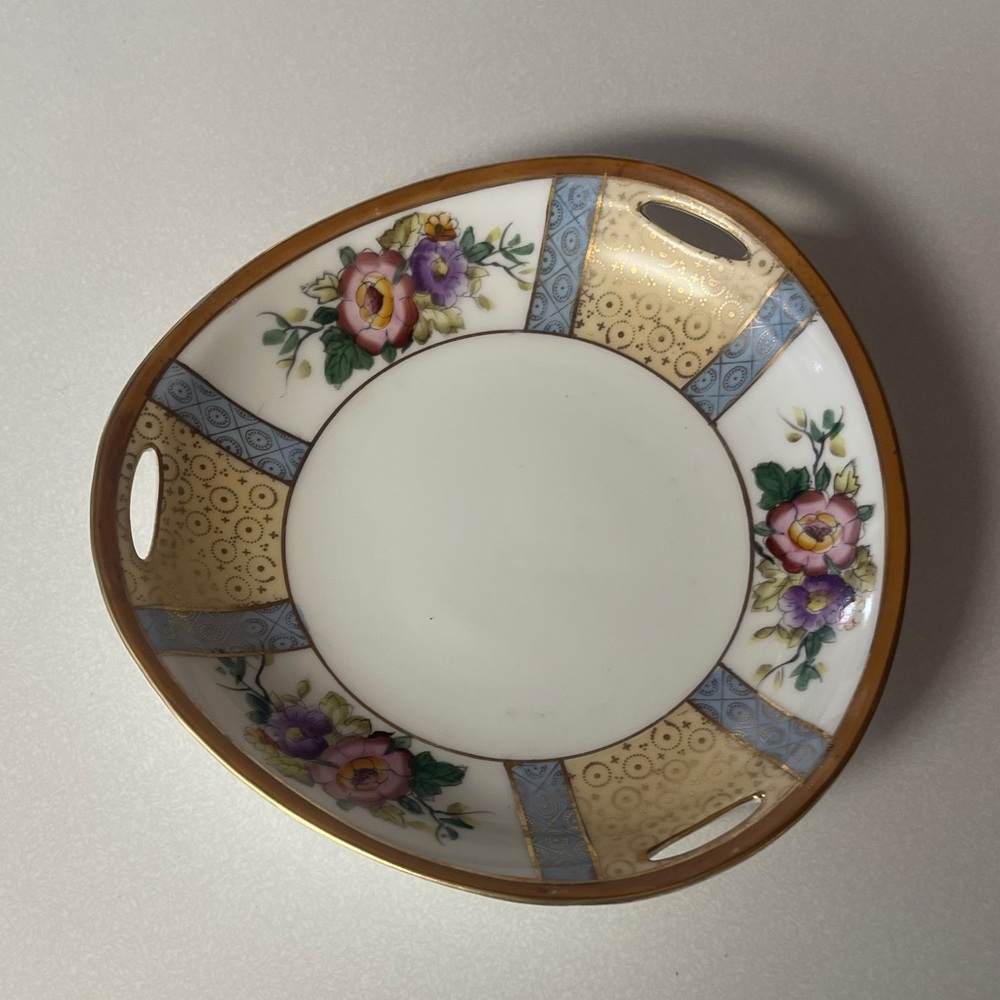 Noritake M Vintage 3 Handled Oval Porcelain Serving Dish Ultra Rare Fine China